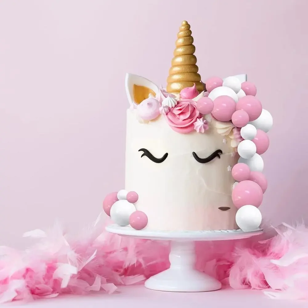 50x Pink & White Fun Balloon Ball Birthday, Anniversary, Wedding Cake Toppers